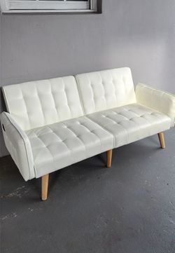 White couch  with usb charging port