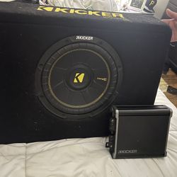 Kicker 10” Comp C subwoofer with box and kicker amp