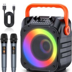 Karaoke Machine with 2 Wireless Microphones,Portable Karaoke Machine for Adults & Kids,Karaoke Microphone with PA System,Karaoke Speaker Supports for 