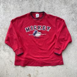 Vintage Mickey Mouse Mouse Disneyland Resort Embroidered Crewneck Sweater  