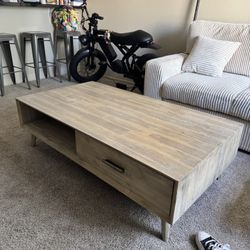 Cream Wood Coffee Table