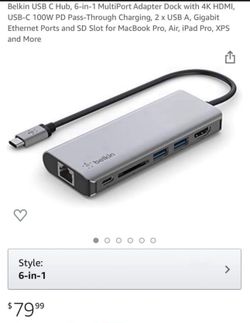 Belkin 6-1 Multiport Adapter for MacOS & PC