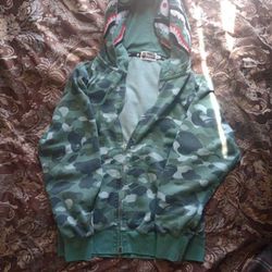 Blue Double Hoodie Bape Jacket