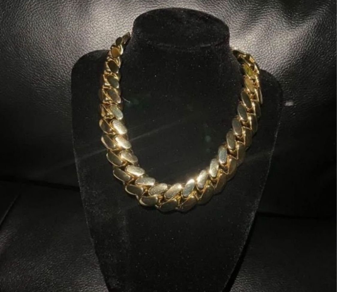 20mm Miami Cuban Link Gold Plated Chain Necklace 18k & 14k Crab Old School Regular Lock