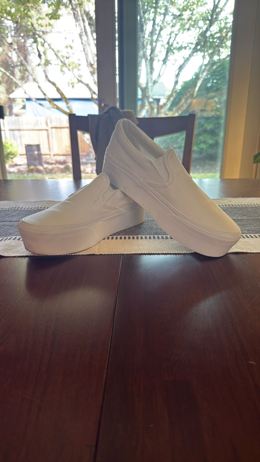Vans White Slip On Stack/Platform Size W10