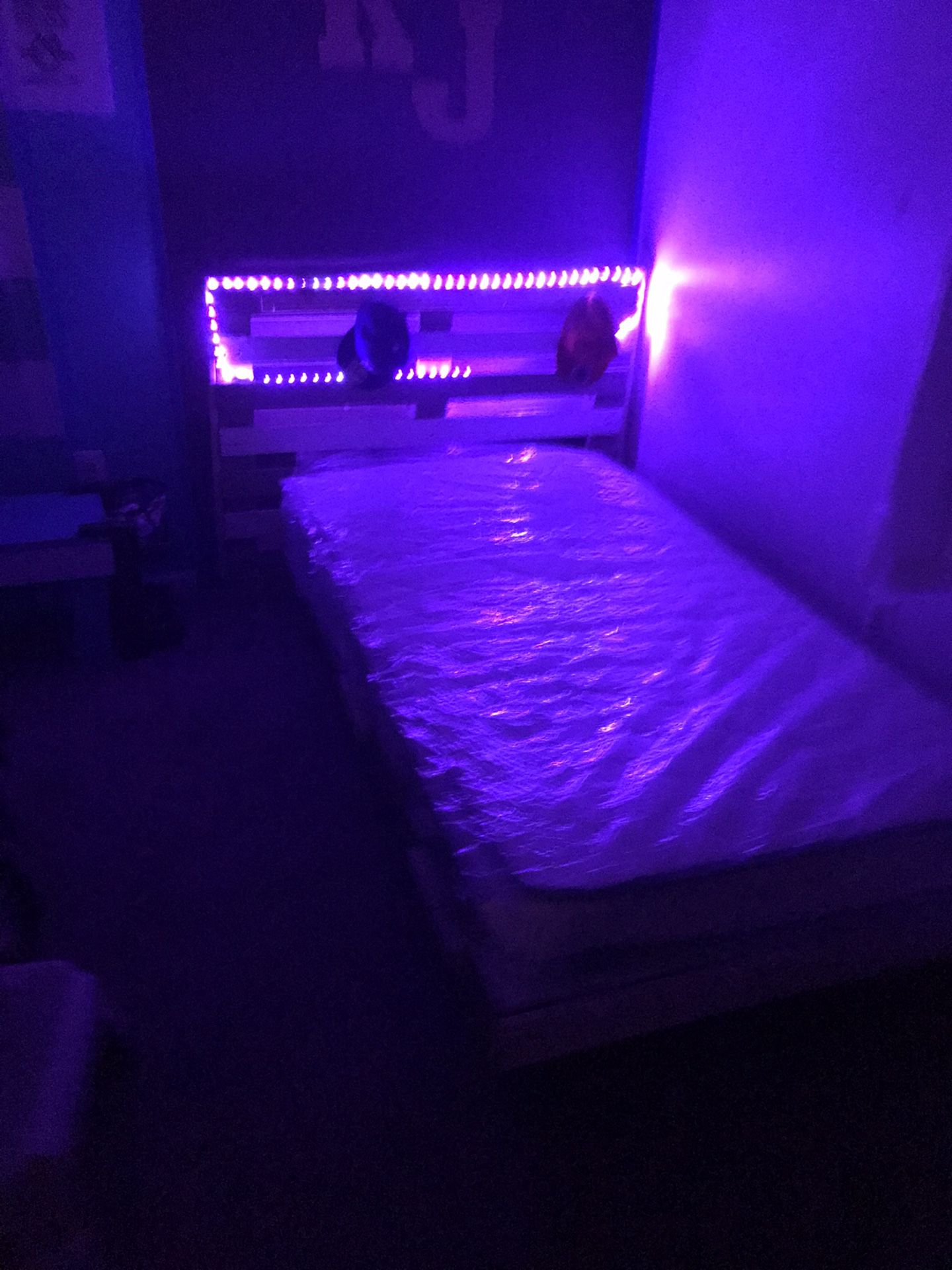Boy Twin  Bed Frame On Wheels with LED Lights