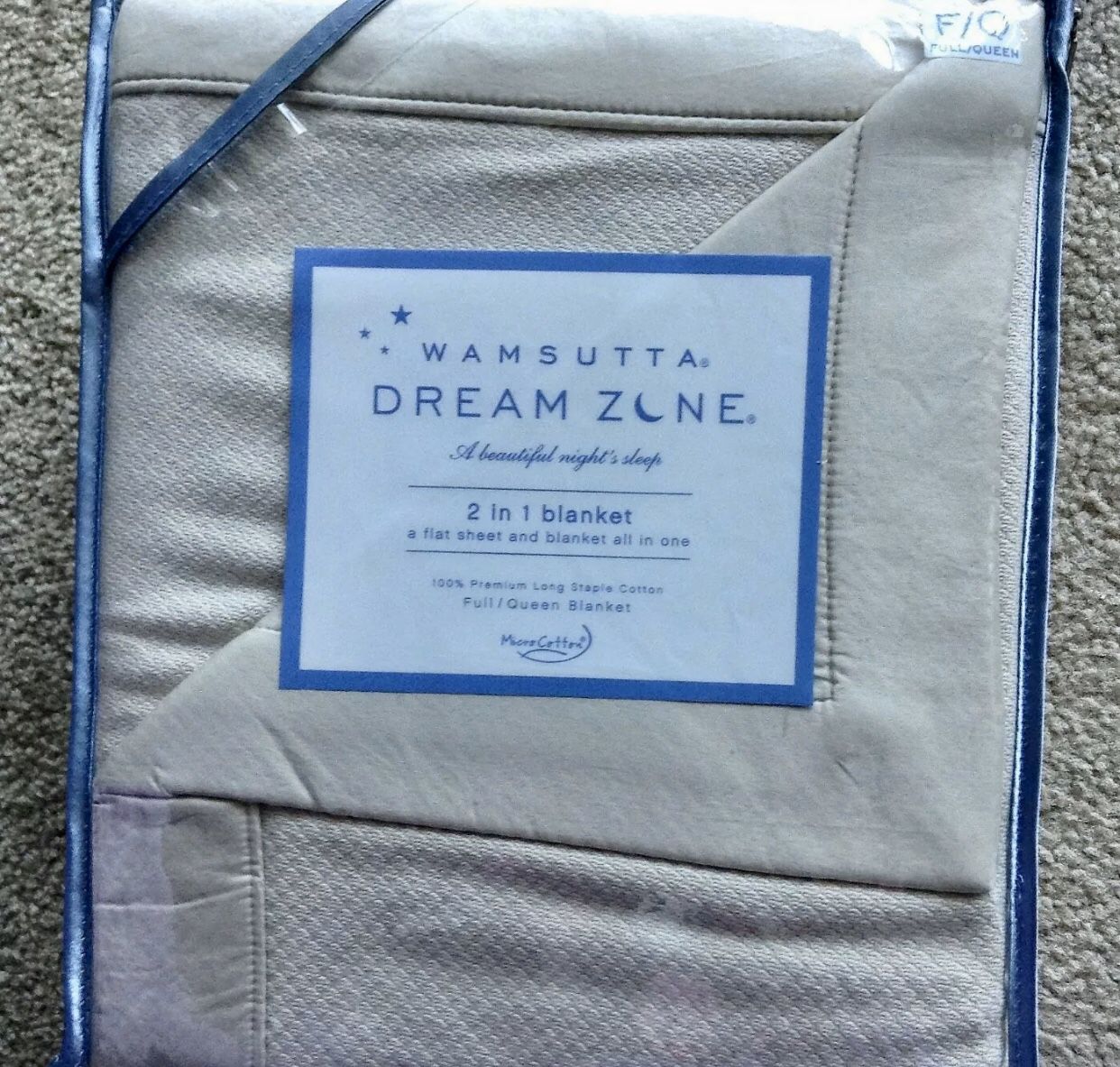 NEW! Gorgeous! Wamsutta Dream Zone Blanket Sheet Full / Queen Taupe Micro Cotton