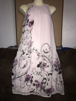 purple-pink flowered dress