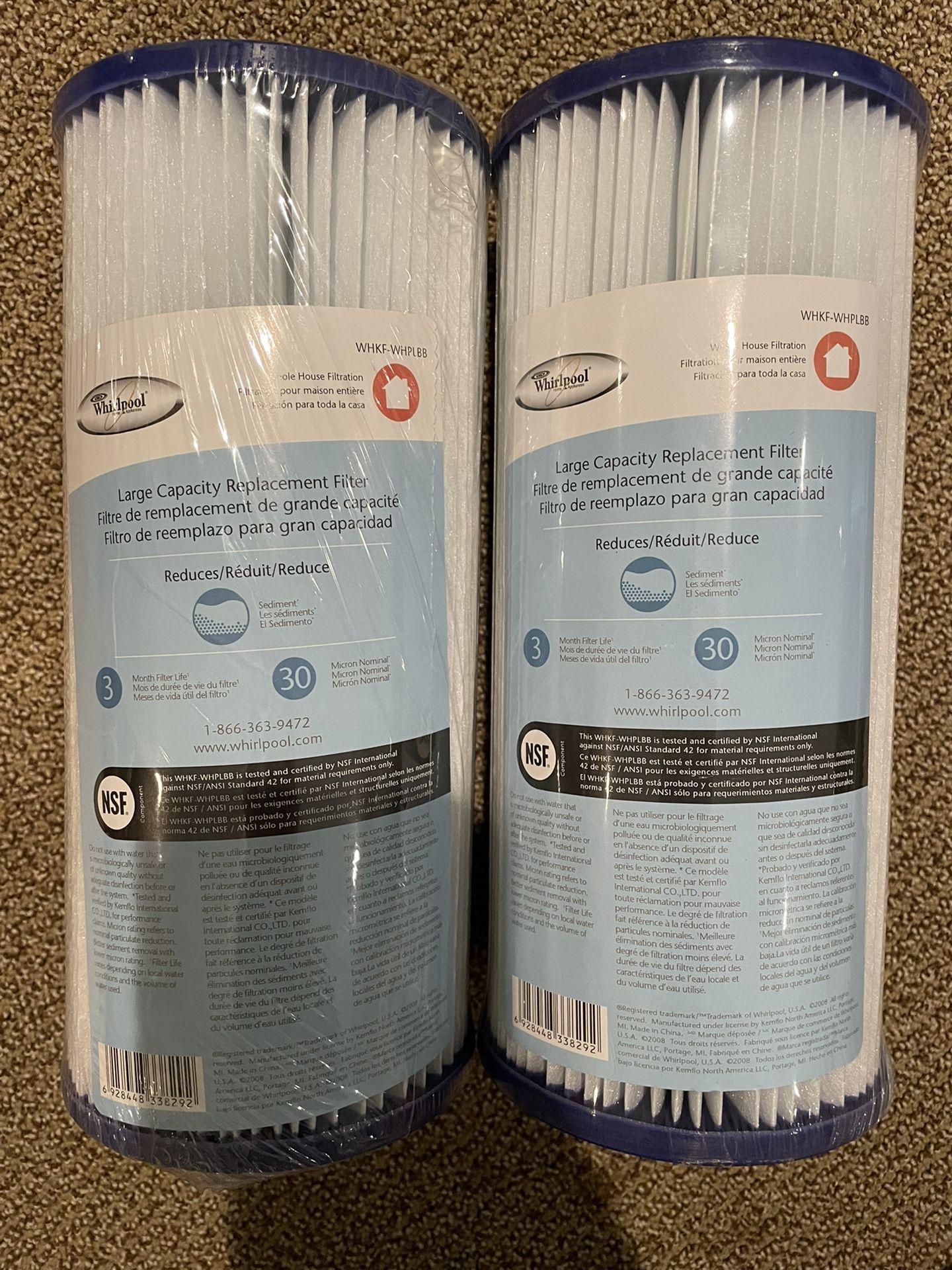 Set Of 2 Whirlpool Large Capacity Replacement Filter _ 30 Micron Nominal