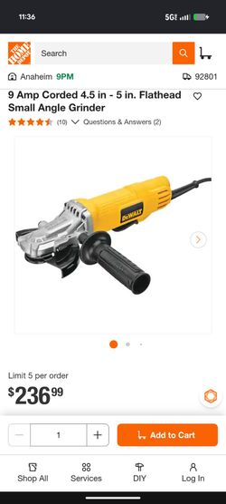 DEWALT 9 Amp Corded 4.5 in - 5 in. Flathead Small Angle Grinder