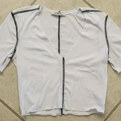 Women's Zara Trafaluc Crop Top Shirt Size S White