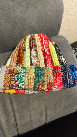 Multicolored fringe beenie