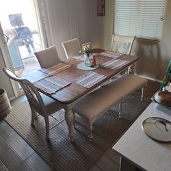 Weatherford SOLID WOOD dining SET ( Retail $5000 ) Made By  KINCAID FURNITURE Farmhouse Rustic 