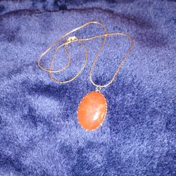 Antique Red Jasper Set In gold  Necklace