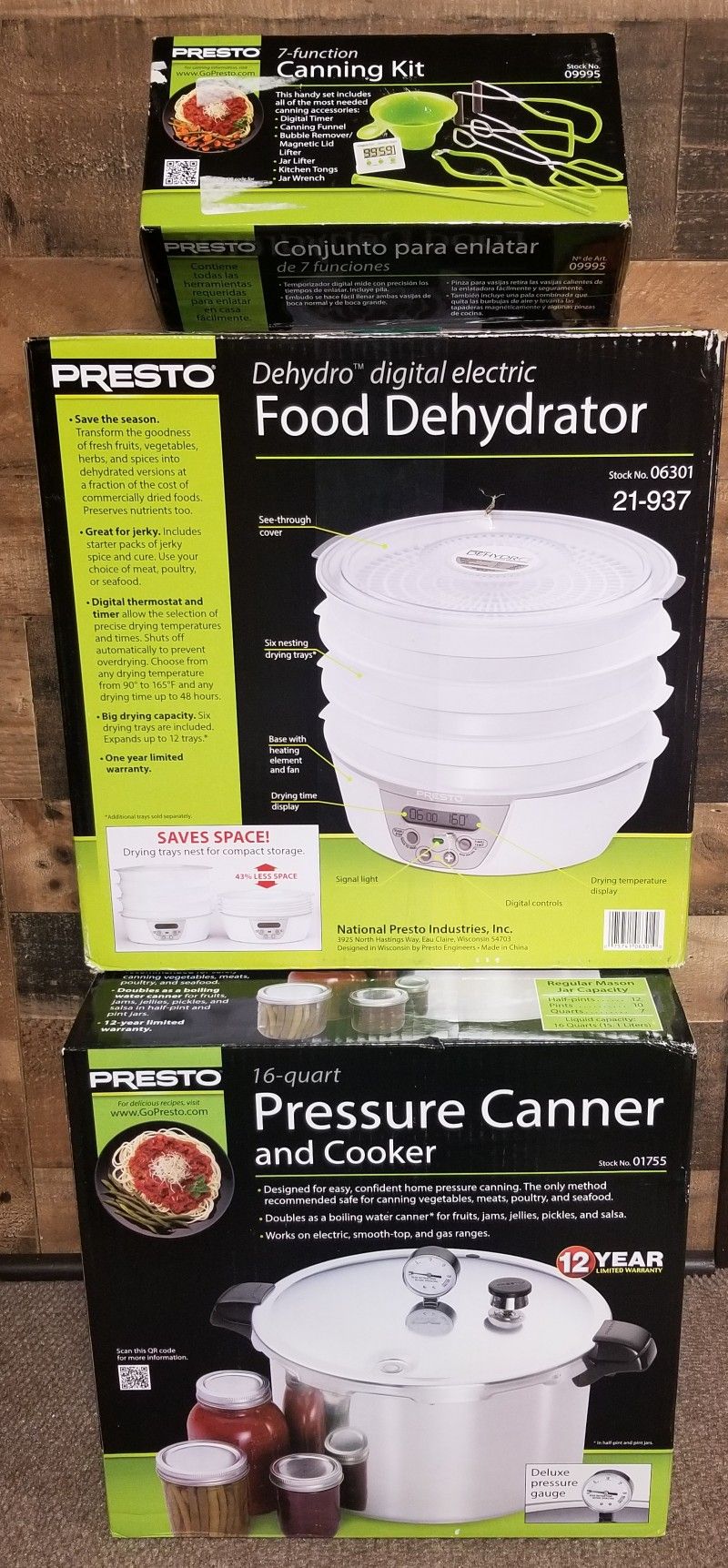 Pressure Canner, Canning Kit, and food dehydrator