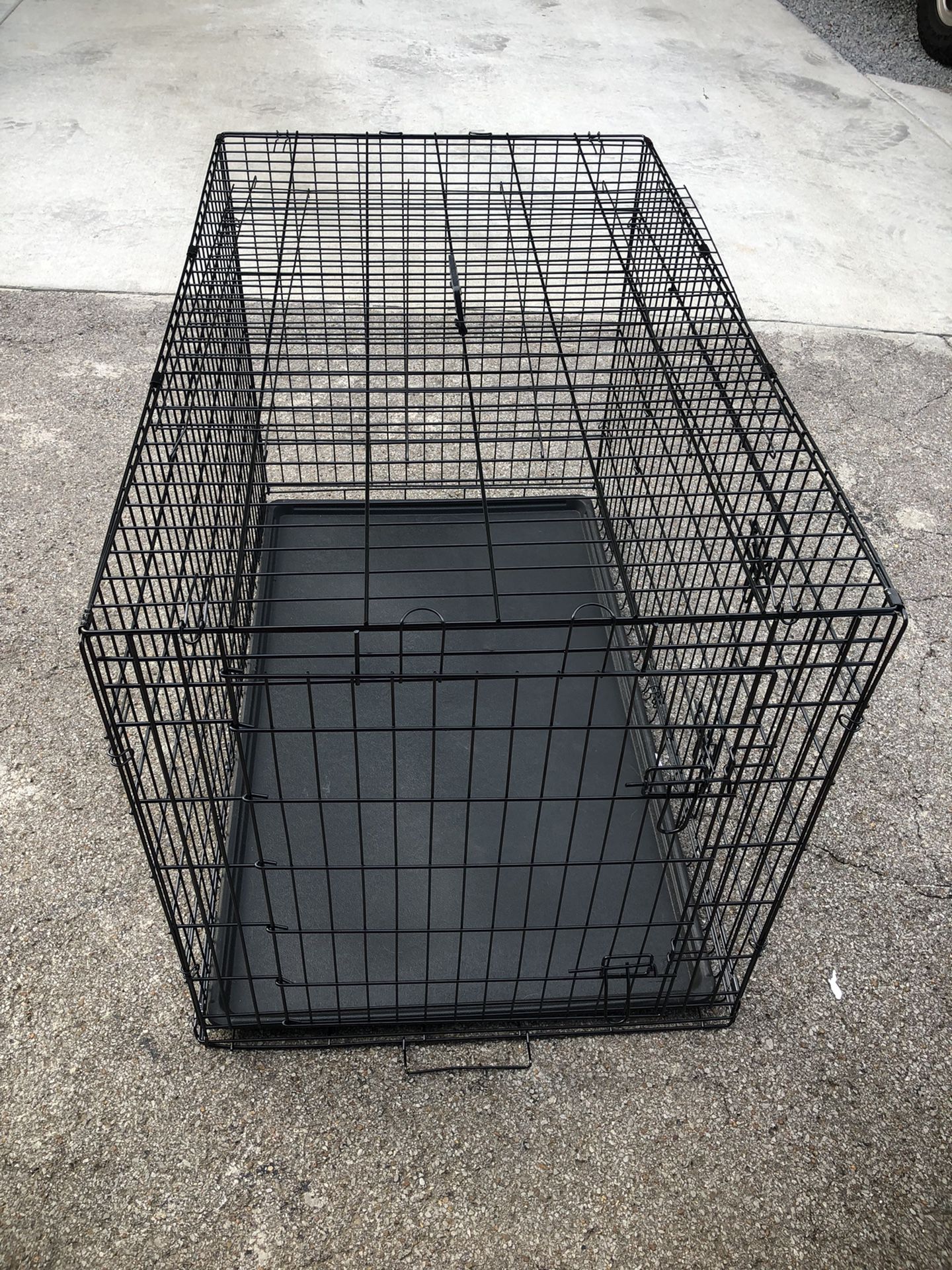 Dog Crate Cage Extra Folding Large Double Door Pet Crate With Divider And Tray ,48”