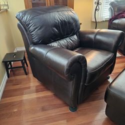 Contempo LEATHER Easy Chair W/ Ottoman