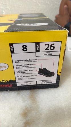 Men’s Black, Composite Toe, Slip Resistant Work Boots, Size 8