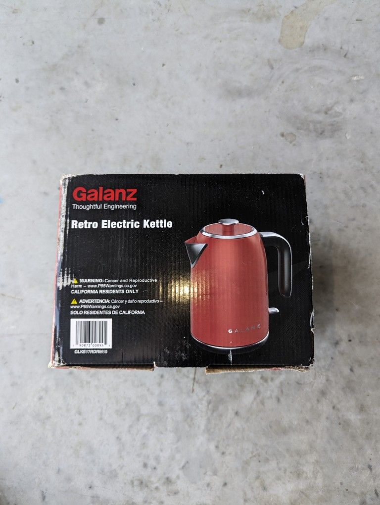 Galanz Electric Kettle Quick Hot Water Boiler & Heater Retro Red 1.7 Liter

