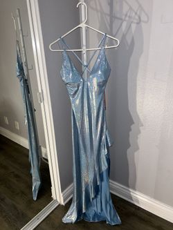 Blue Holographic Long Dress 