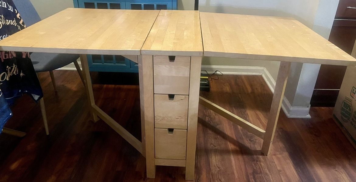 Folding Dining Table With Drawer Storage