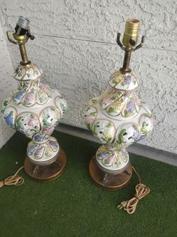 Pair Capodimonte lamps are very beautiful
