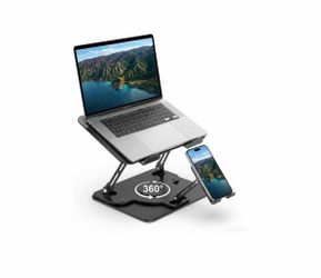 Laptop Stand for Desk,Adjustable Computer Stand with 360° Rotating Base,2-in-1 Laptop Stands with Phone Holder,Ergonomic Laptop Riser for Collaborativ