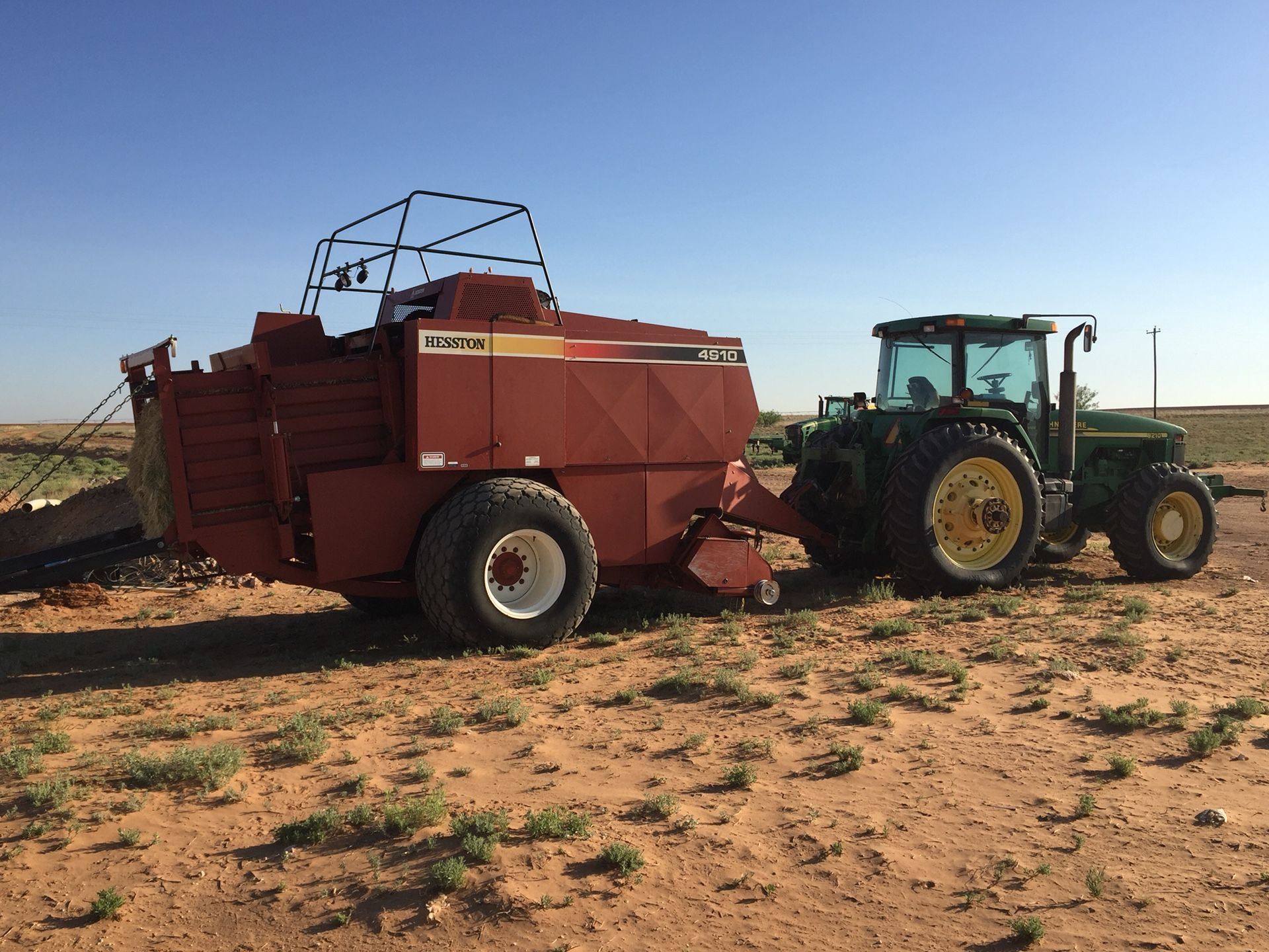 8210 John Deere Tractor and 4910 Hesston Baler for sale