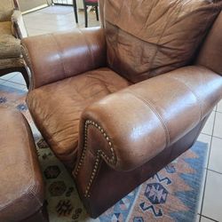 Leather Chair With OTTOMAN 