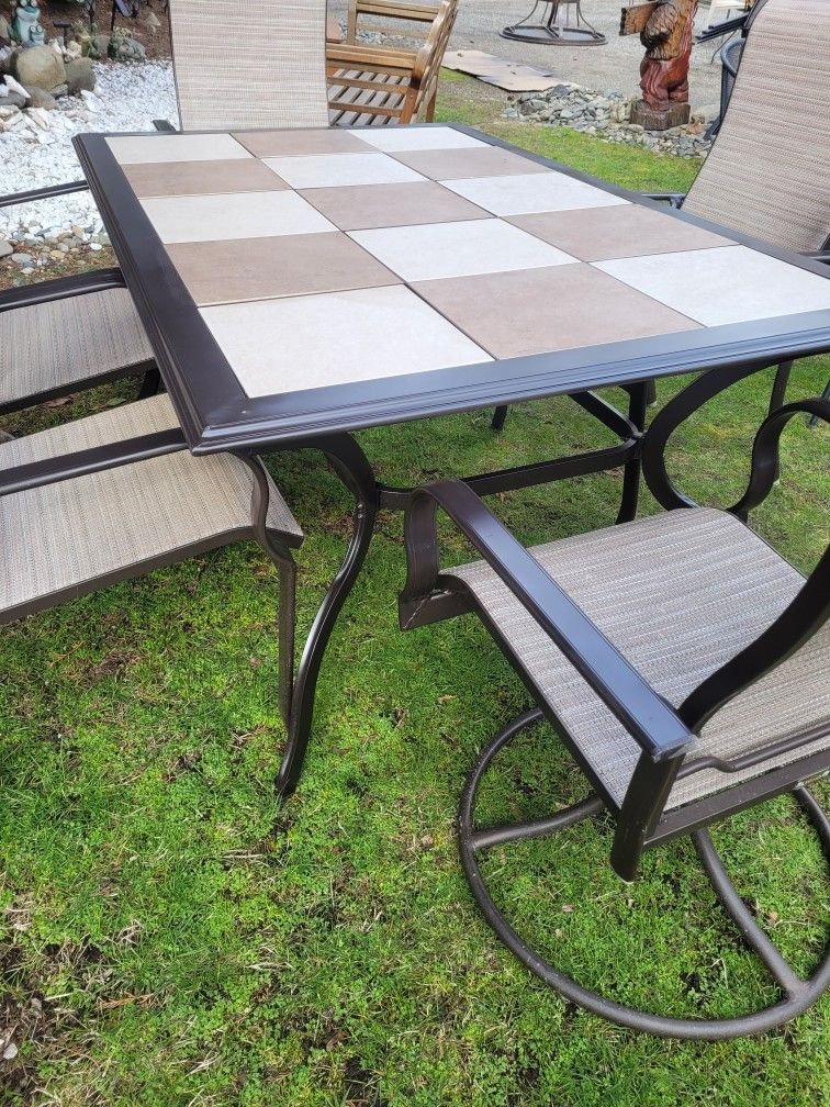 Patio Tile Table / 6 Highback Chairs for Sale in Kent, WA OfferUp