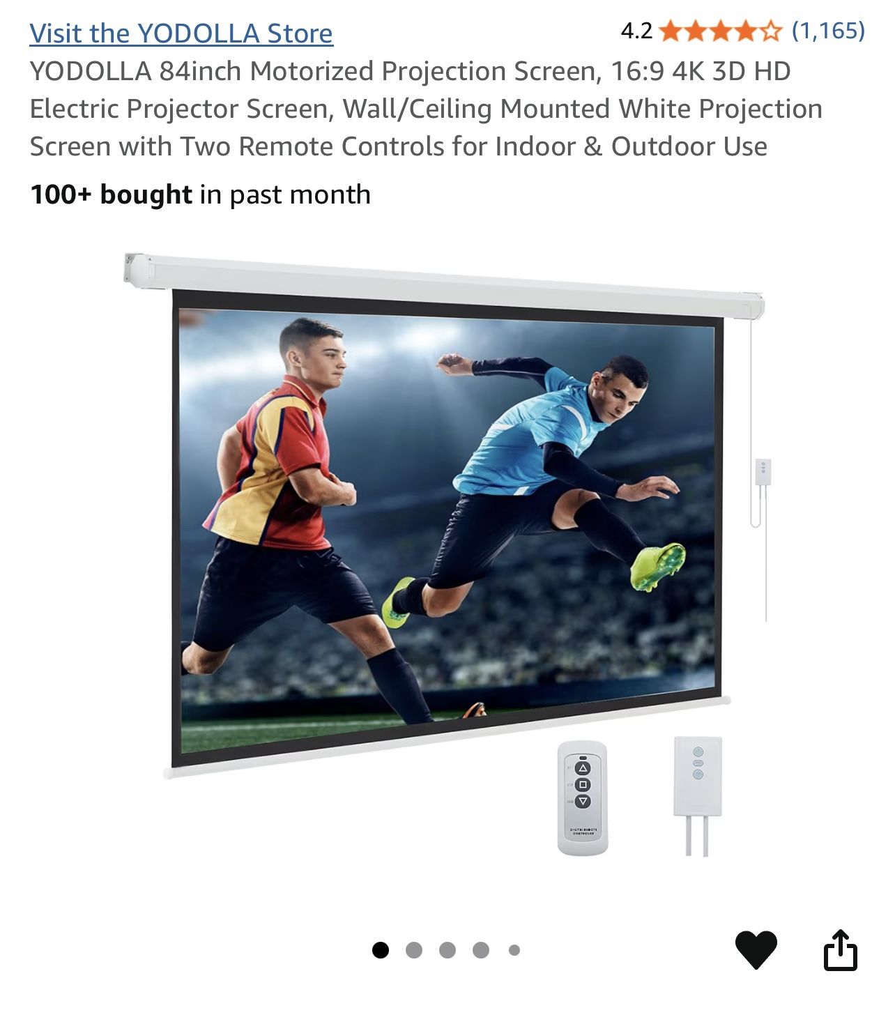 YODOLLA 84inch Motorized Projection Screen