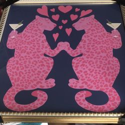 24x20 Wall Art Sapna Shah Leopard Tigers Heart Spotted Martini W / Olives 