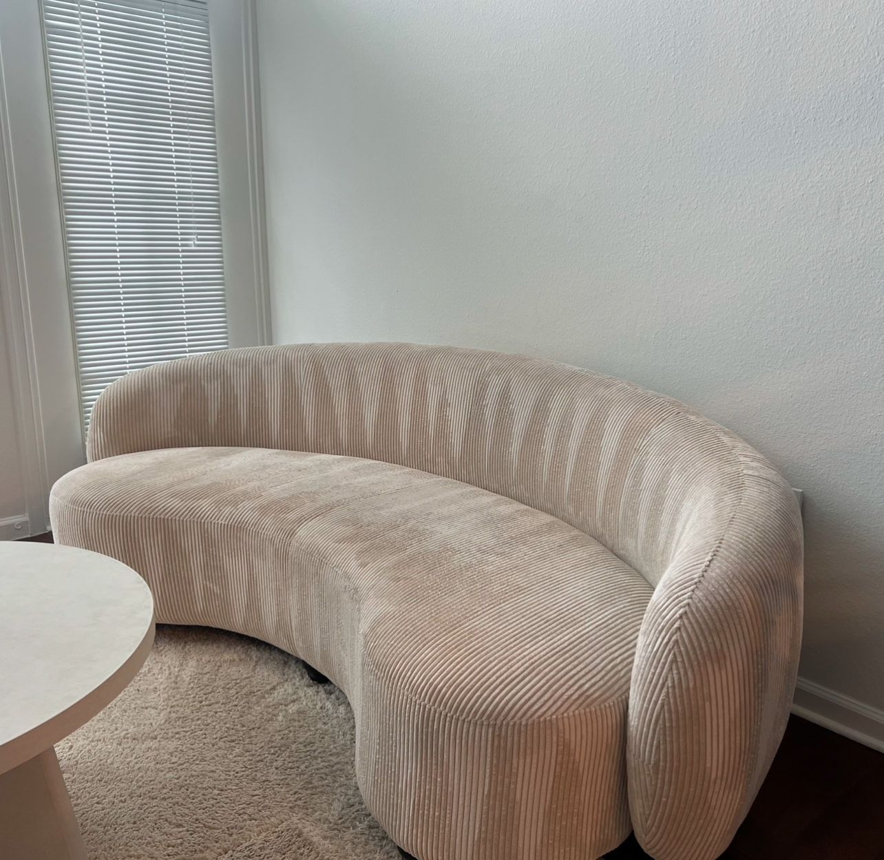 89” Beige Corduroy Sofa