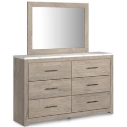 NEW!!! Senniberg Light Brown/White Dresser and Mirror
