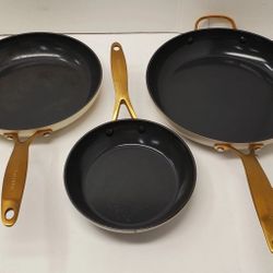 GreenPan Jewel 3-Piece Ceramic Nonstick Fry Pan Set - Hard Anodized | New