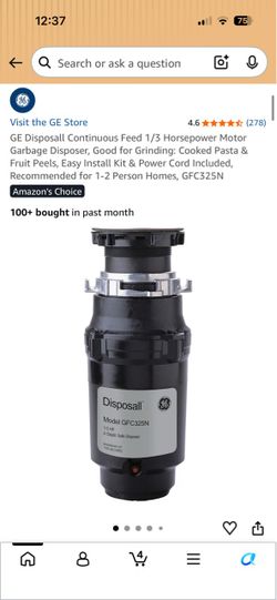 GE Disposall Continuous Feed 1/3 Horsepower Motor Garbage Disposer, Good for Grinding: corded