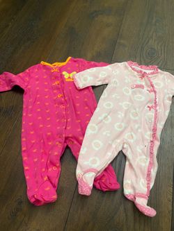 Lot of 2 Girls Sleepers Pajamas Size 3 Months By Carters #20