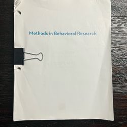 Methods In Behavioral Research (B&B Psychology) 12th Ed. 