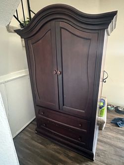 Dark Wood Armoire with Drawers