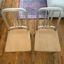 Emeco Chairs (2) - Aluminum and Wood - Authentic