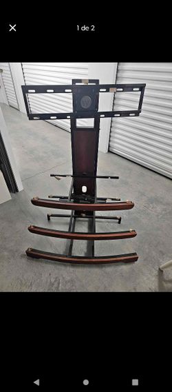 Wooden TV stand w glass Shelves