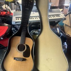 Acoustic Guitar No Markings Basic Beginners Practice w/case