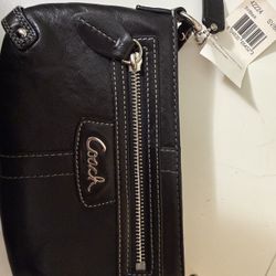 Black Coach Leather Wristlet 
