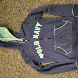 Girls 14 XL Old Navy dark navy confetti trim zip up hooded sweatshirt hooide Lot 08