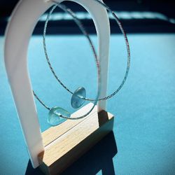 Sea Glass Italian Silver Hoop Earrings **$5 FLAT FEE US SHIPPING**