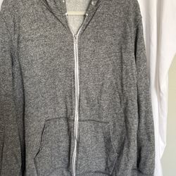 Men’s Zip Up Hooded Sweatshirt, Gray, By Zine Size XL