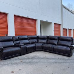 6-Piece Power Reclining Sectional Couch- Genuine Leather