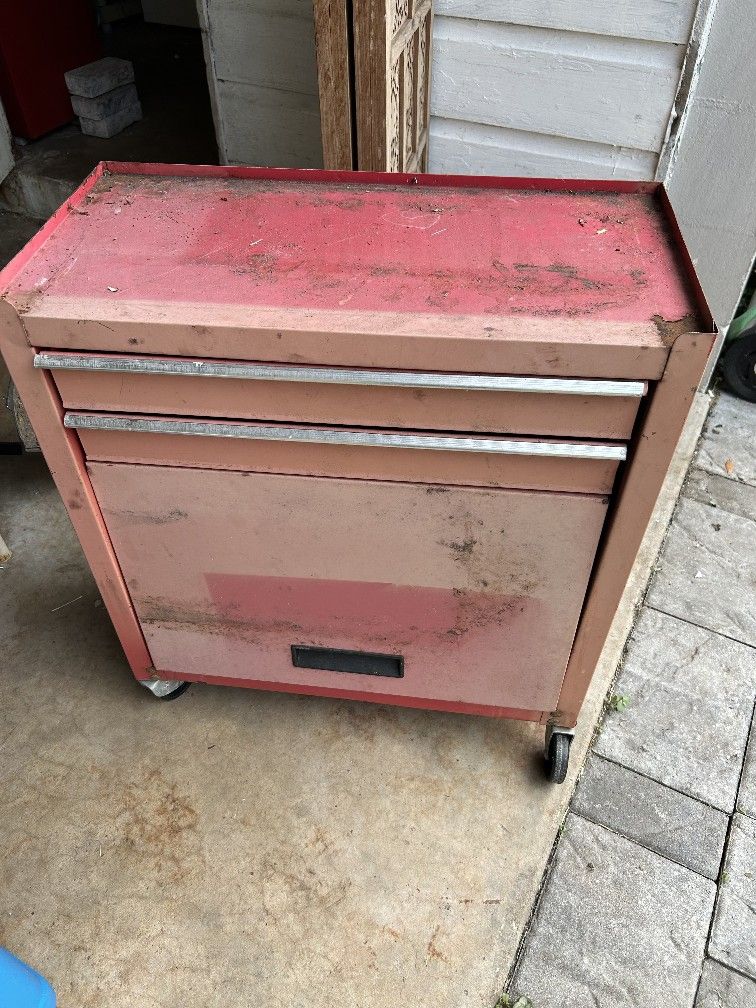Vintage Red 3 drawer  Tool Box
