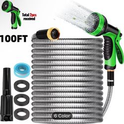 100ft metal garden hose with nozzle new In Irvine