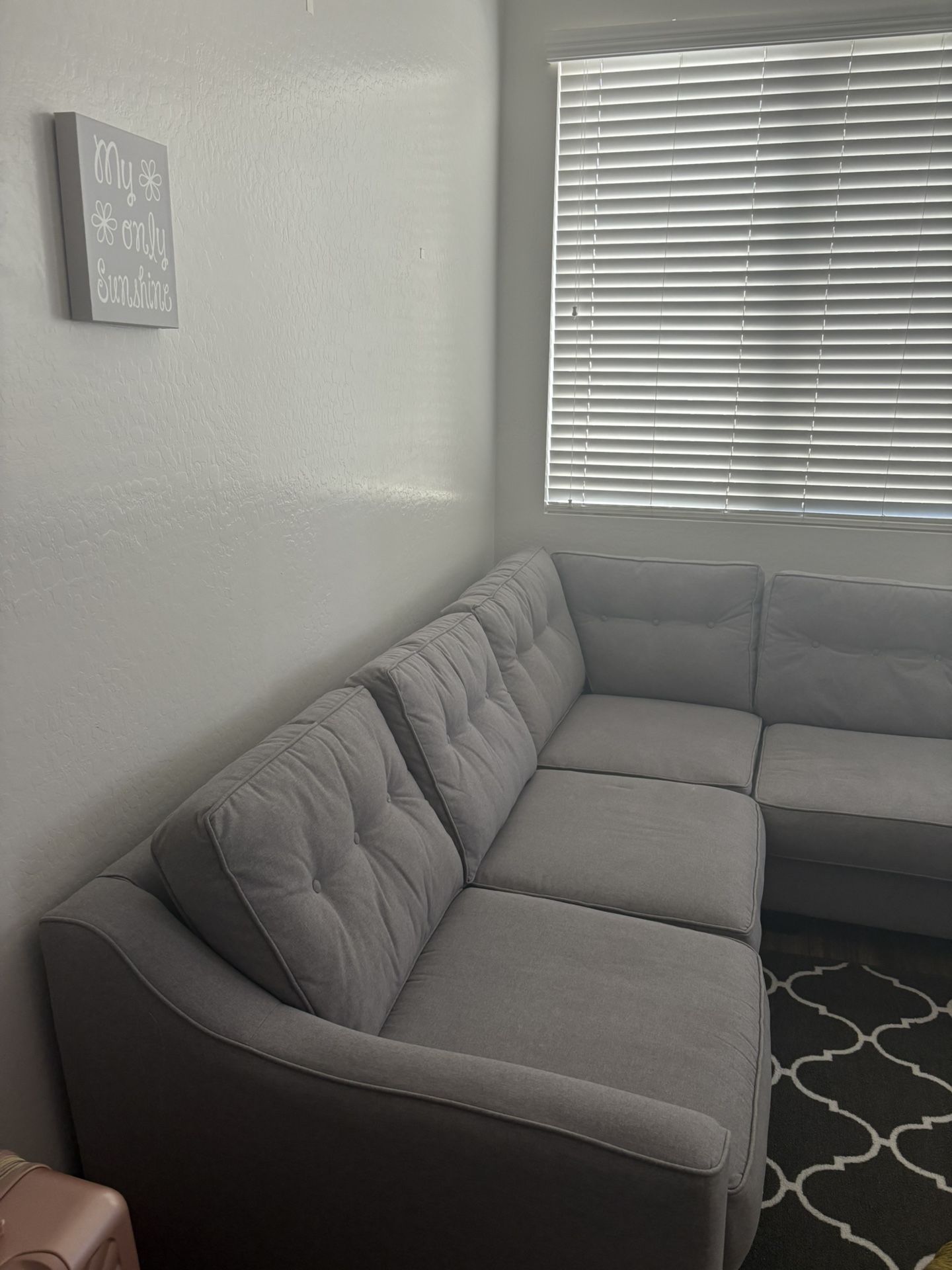 Grey Couch , Yellow Pillows